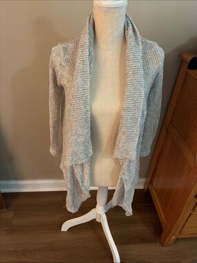 audrey Heather Gray Open-Front Waterfall Knit Cardigan